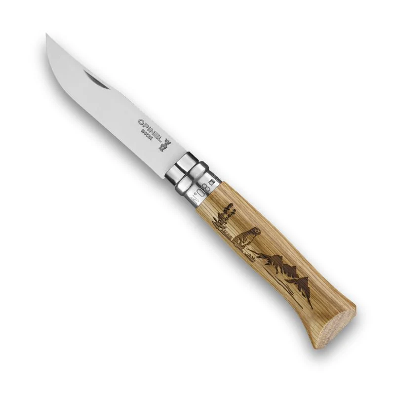 No.08 Oak Engraved Handle Folding Knife - Animalia - Image 13