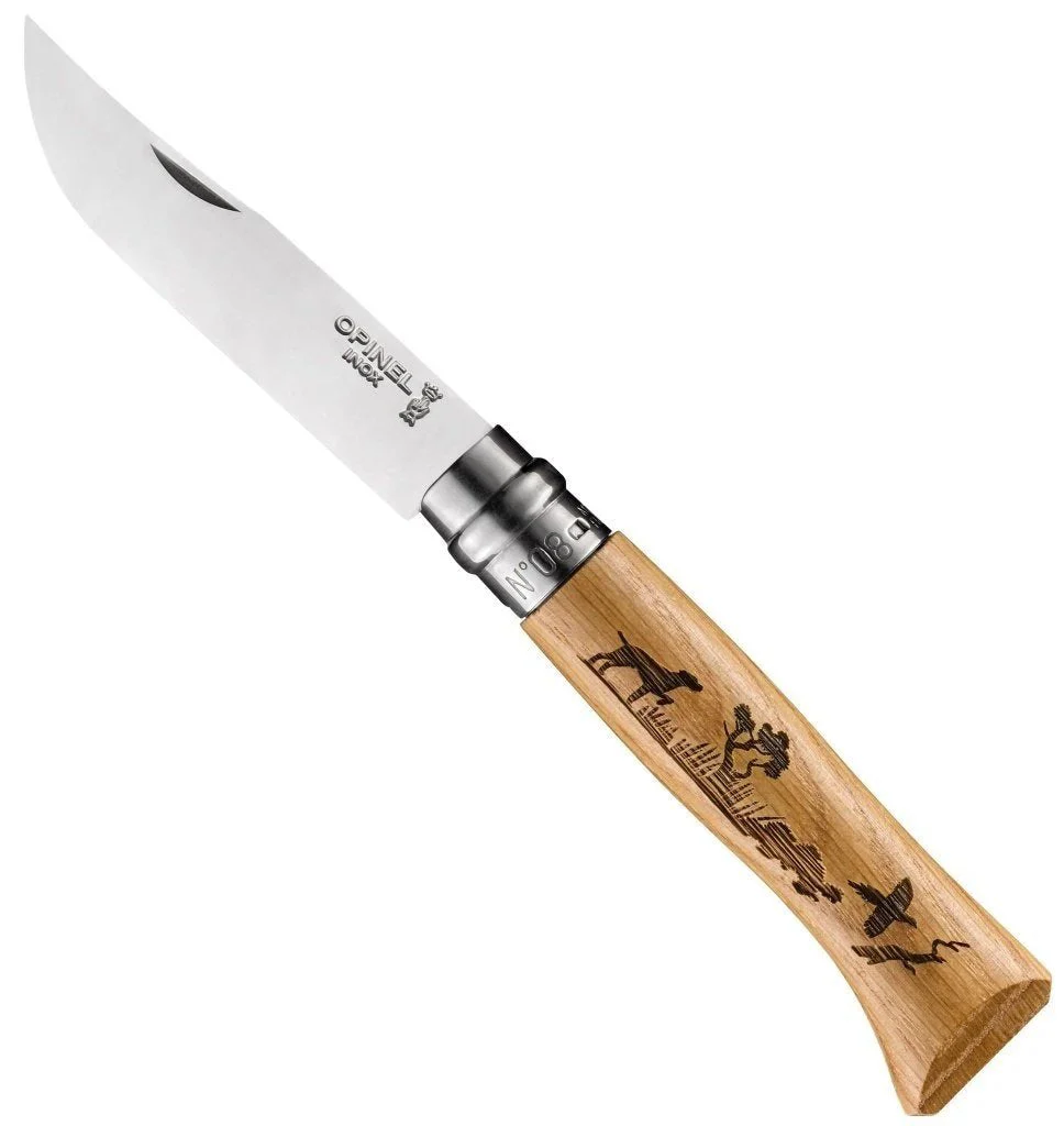 No.08 Oak Engraved Handle Folding Knife - Animalia - Image 7