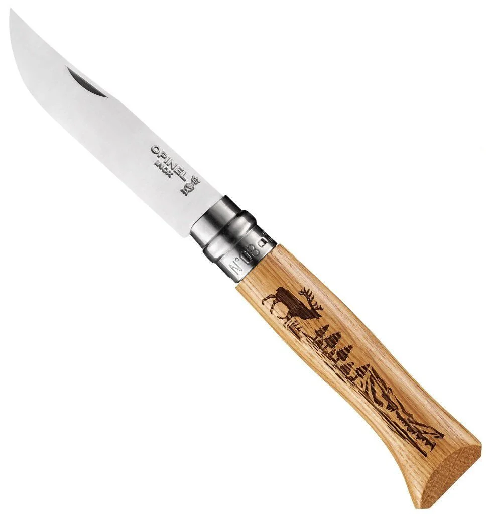No.08 Oak Engraved Handle Folding Knife - Animalia - Image 8